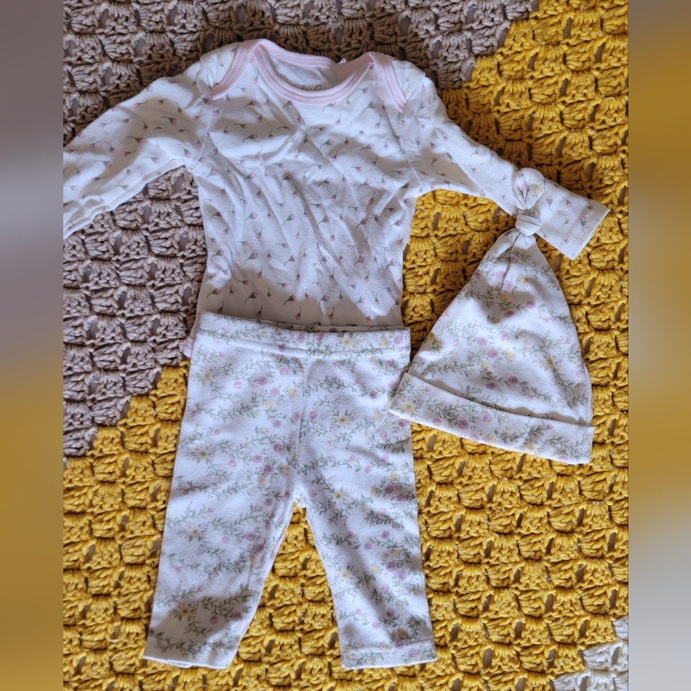 Floral Kids Matching Set - White and Pink